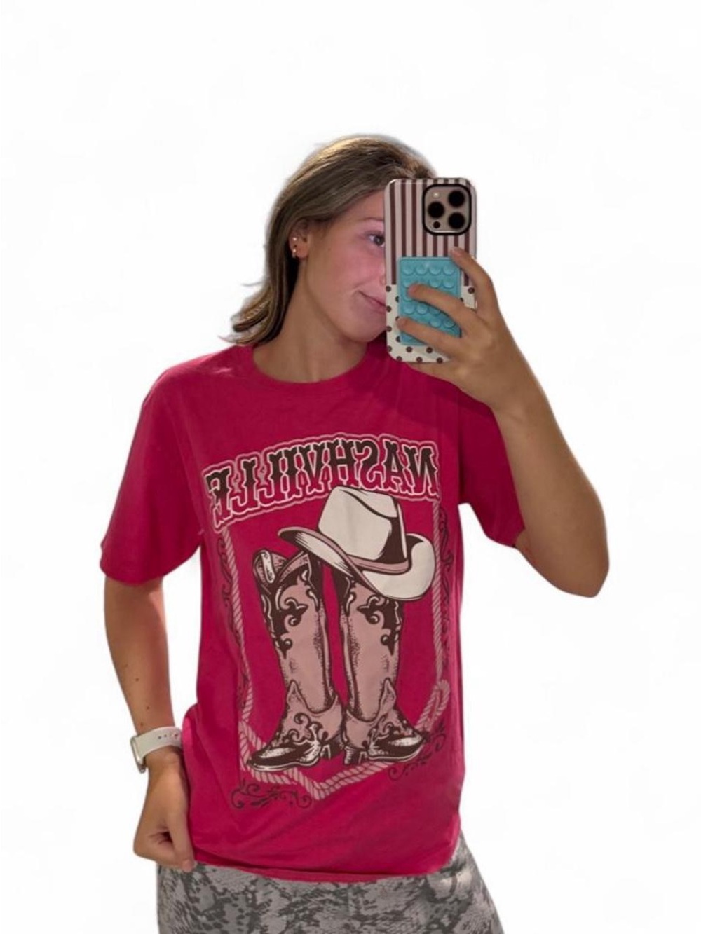 Rebellious One Medium Pink Nashville Graphic Tee- bought at Nashville Boutique